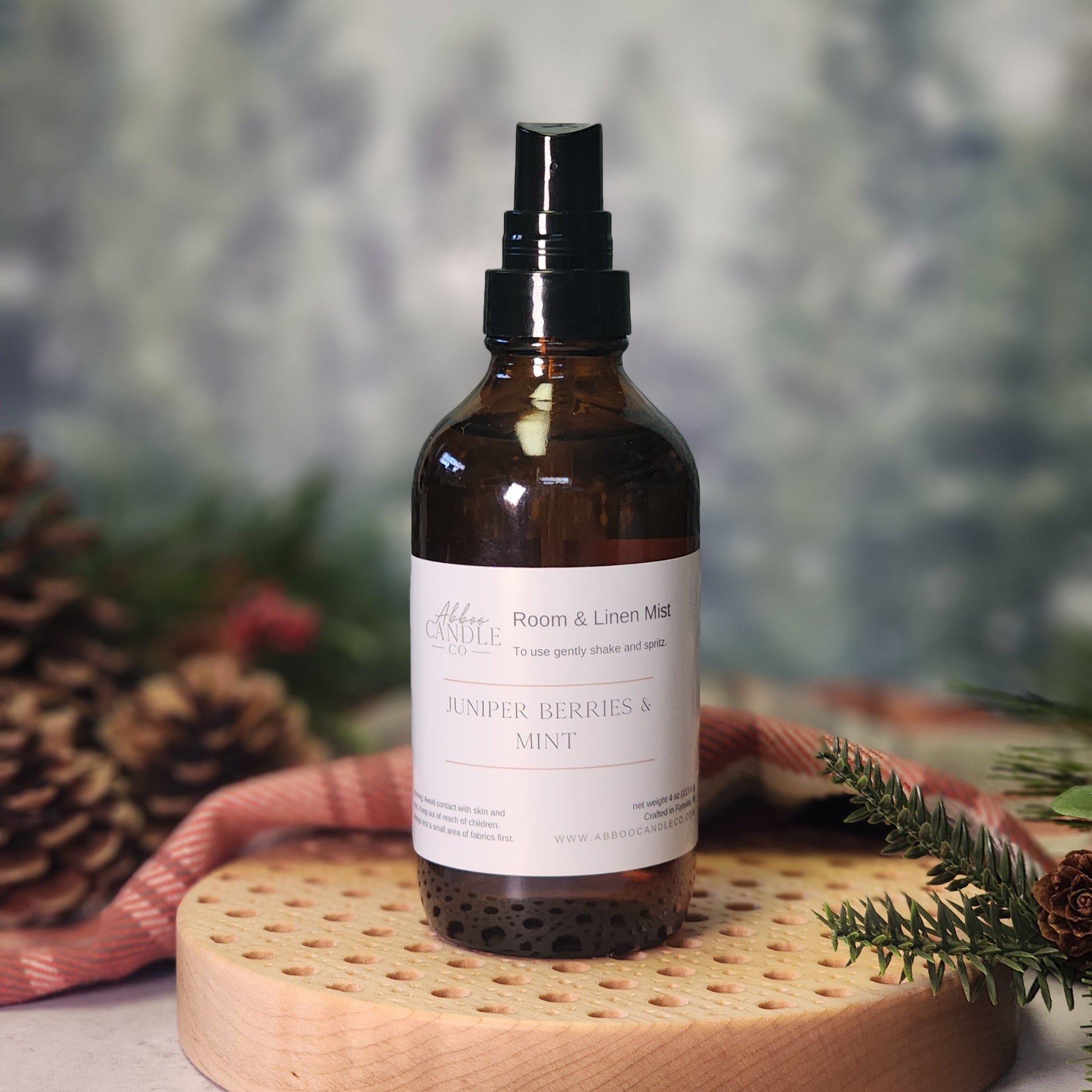 Room and Linen Mist Spray - Juniper Berries and Mint - Abboo Candle Co® Wholesale