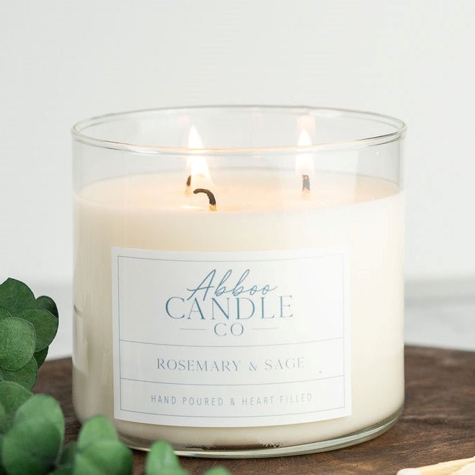 Rosemary and Sage 3-Wick Soy Candles - Abboo Candle Co® Wholesale