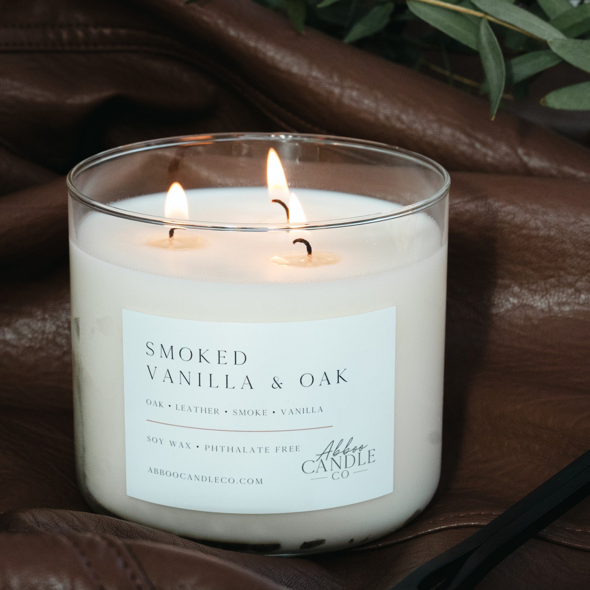 Smoked Vanilla and Oak 3-Wick Soy Candle - Abboo Candle Co® Wholesale